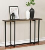 wooden black console table, metal console table