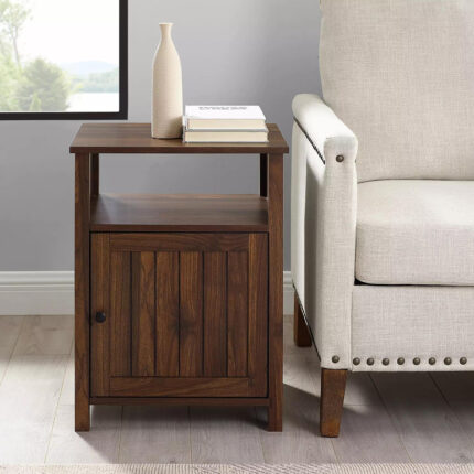 Solid Wood Grooved Door Side Table