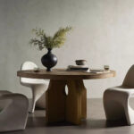 round wooden table, wooden dining room table