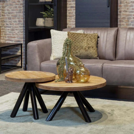 Metallic Round Coffee Table Set of 2